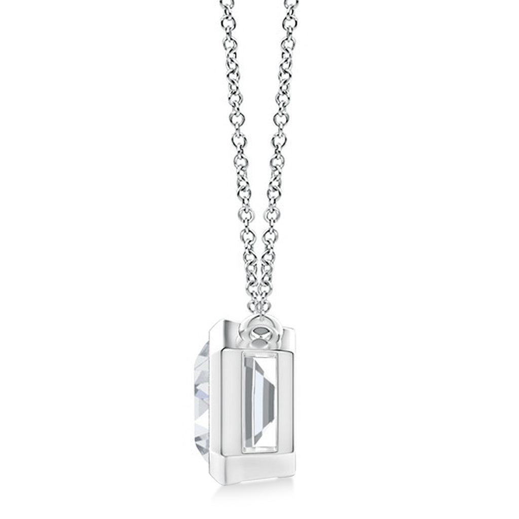Lab Diamond Bezel Pendant Necklace 14K White Gold (0.66ct)