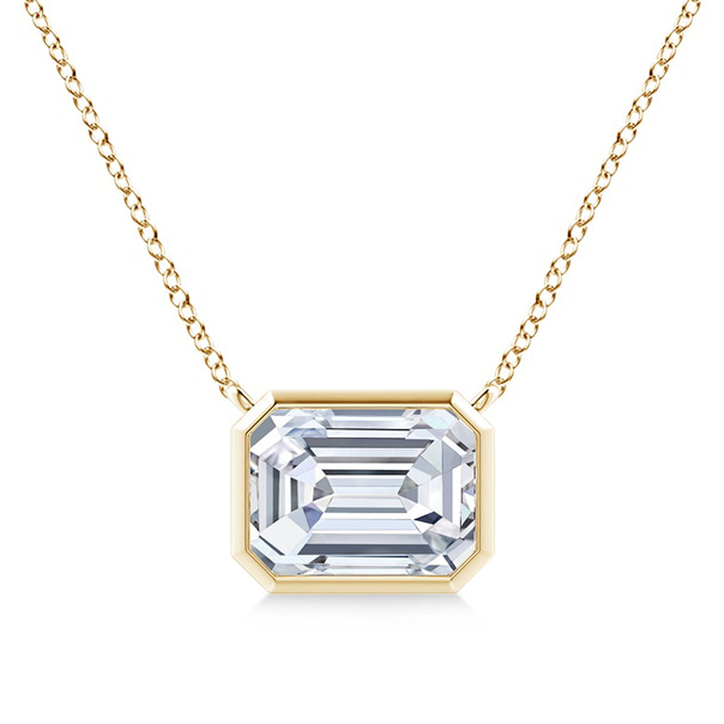 Lab Diamond Bezel Pendant Necklace 14K Yellow Gold (0.66ct)