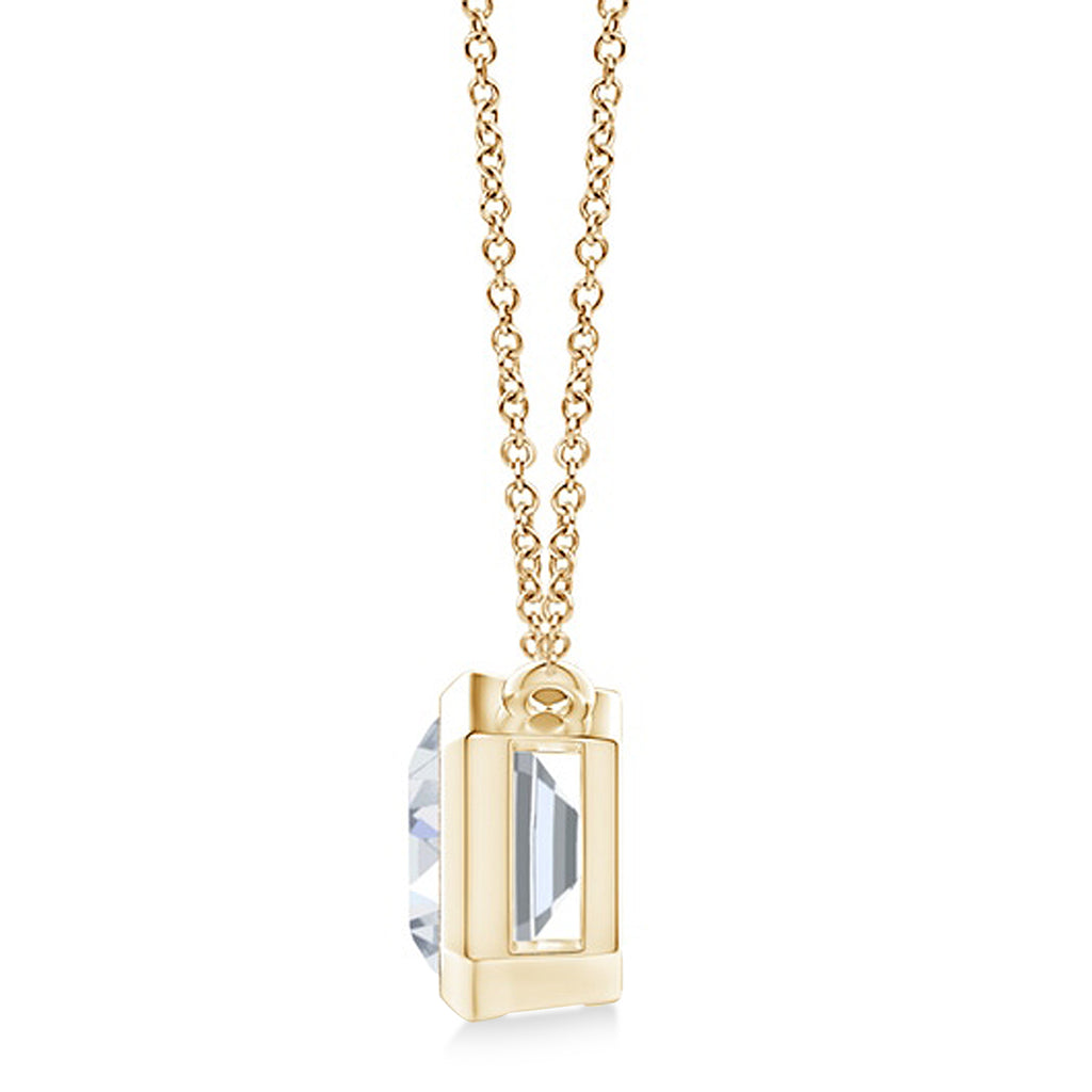 Lab Diamond Bezel Pendant Necklace 14K Yellow Gold (0.66ct)