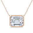 Lab Diamond Bezel Pendant Necklace 14K Rose Gold (10.20ct)