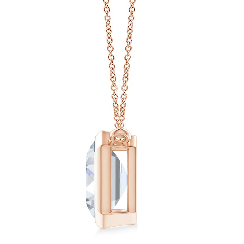Lab Diamond Bezel Pendant Necklace 14K Rose Gold (10.20ct)
