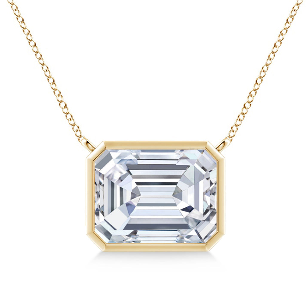 Lab Diamond Bezel Pendant Necklace 14K Yellow Gold (10.20ct)