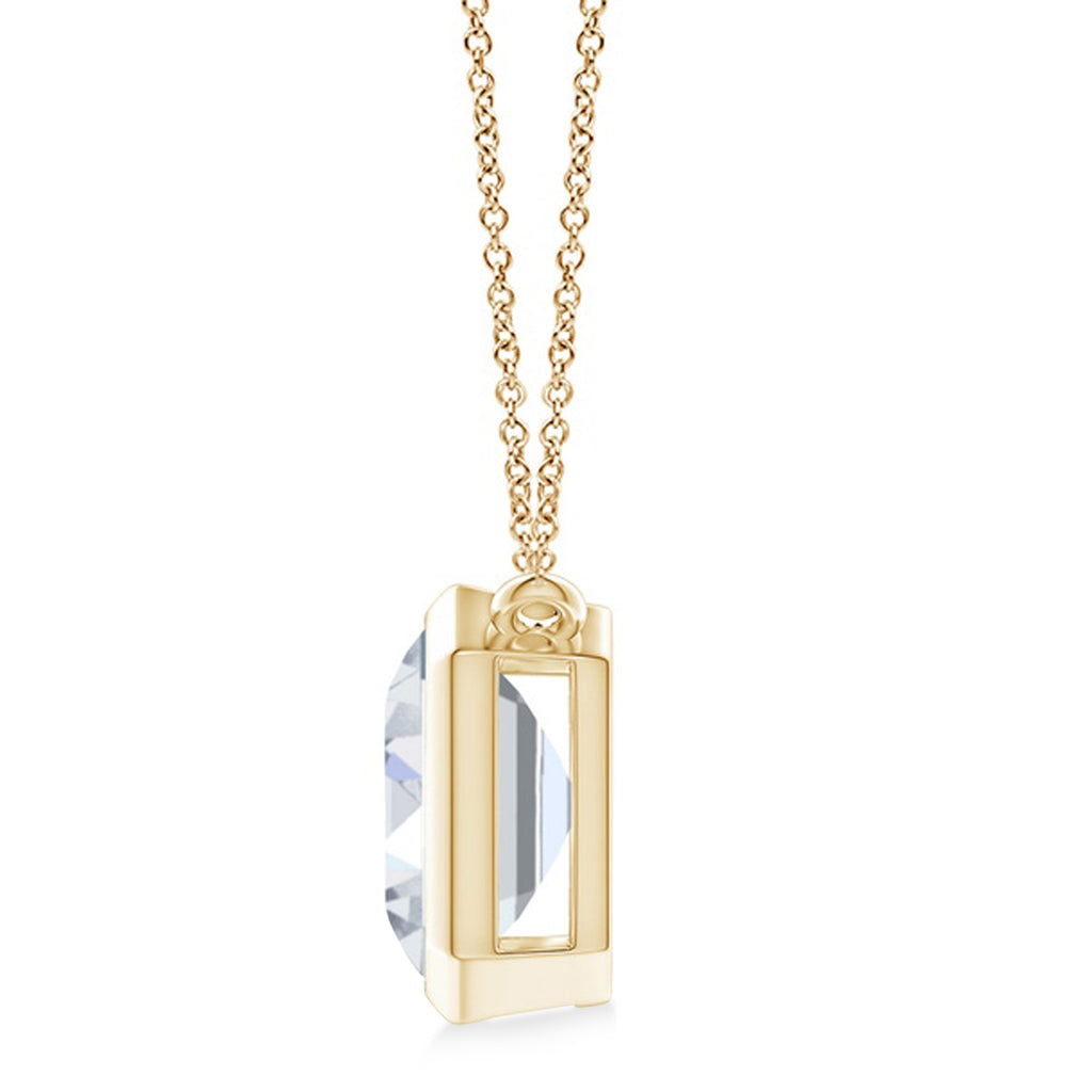 Lab Diamond Bezel Pendant Necklace 14K Yellow Gold (10.20ct)