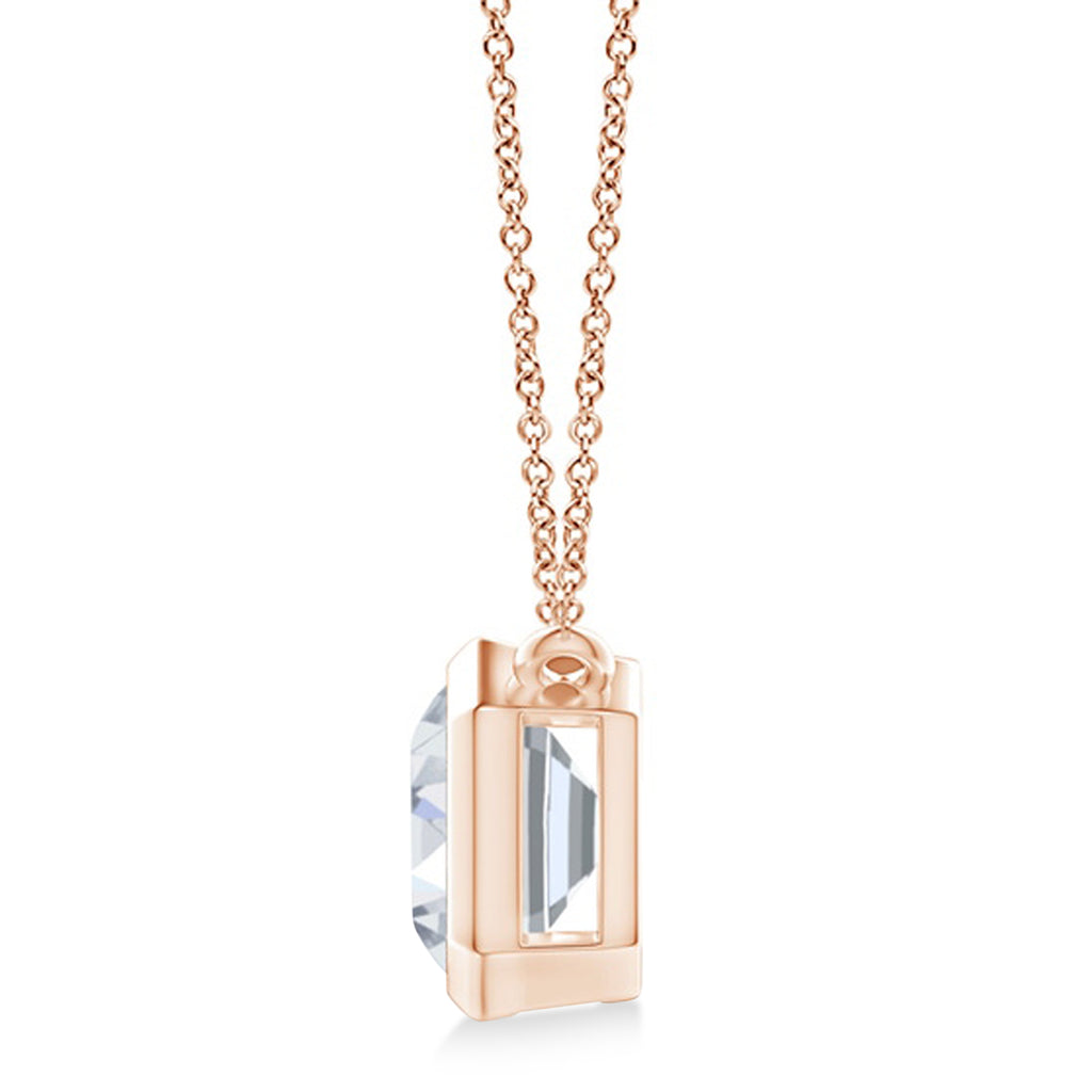 Lab Diamond Bezel Pendant Necklace 14K Rose Gold (1.80ct)