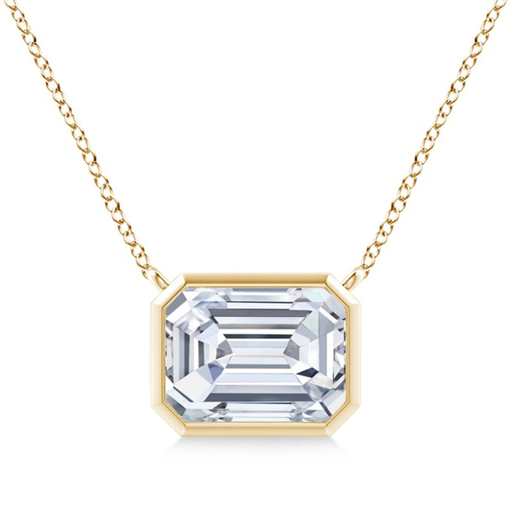 Lab Diamond Bezel Pendant Necklace 14K Yellow Gold (1.80ct)