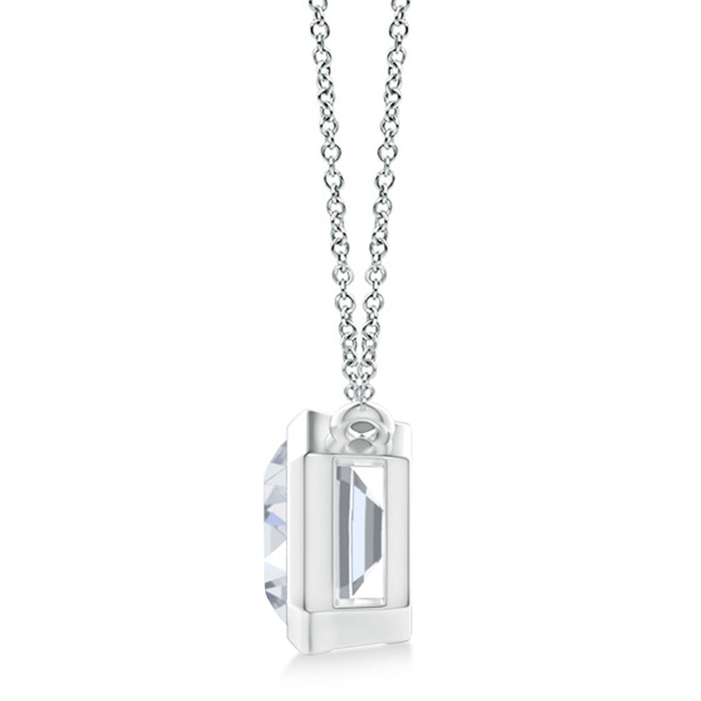 Lab Diamond Bezel Pendant Necklace Sterling Silver (1.80ct)