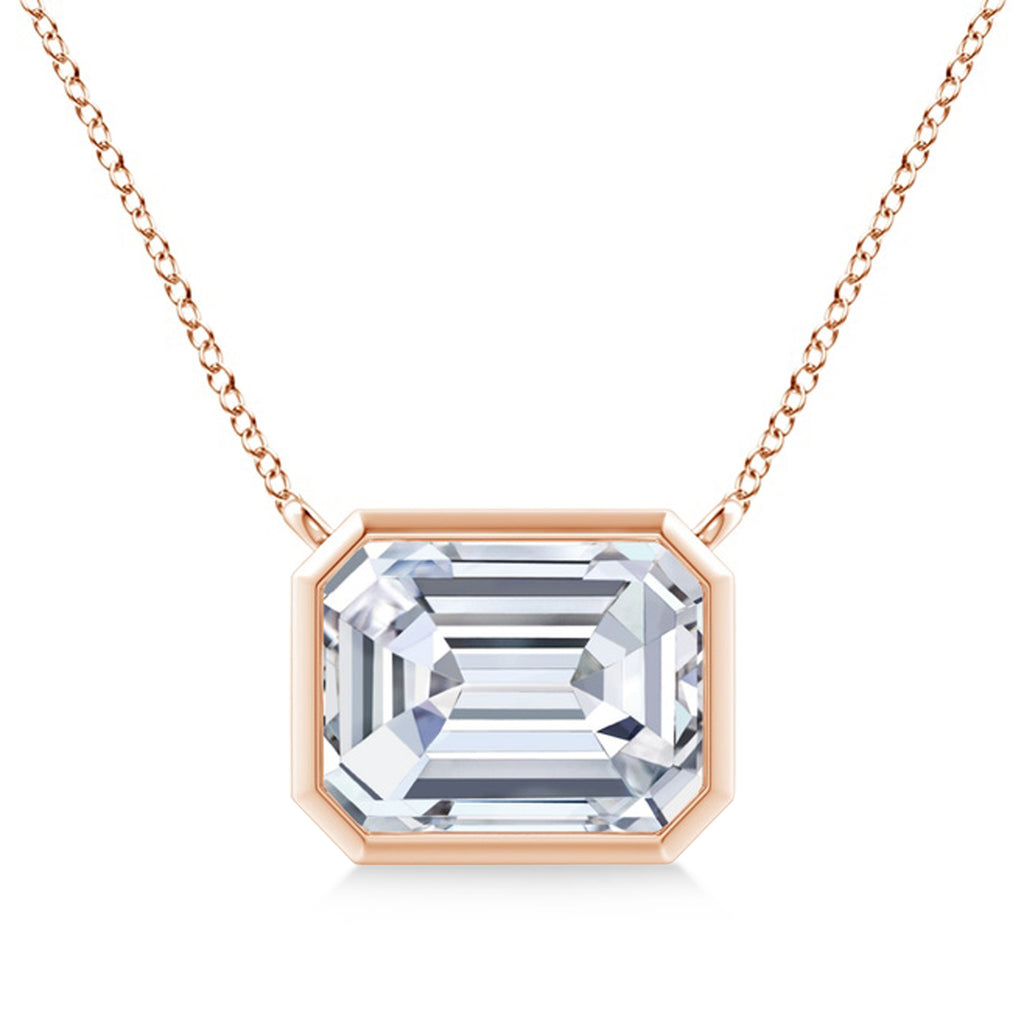 Lab Diamond Bezel Pendant Necklace 14K Rose Gold (2.10ct)