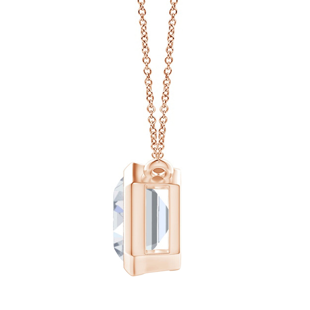 Lab Diamond Bezel Pendant Necklace 14K Rose Gold (2.10ct)