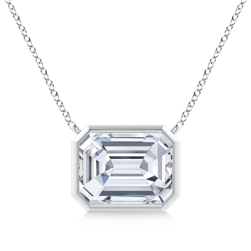 Lab Diamond Bezel Pendant Necklace 14K White Gold (2.10ct)
