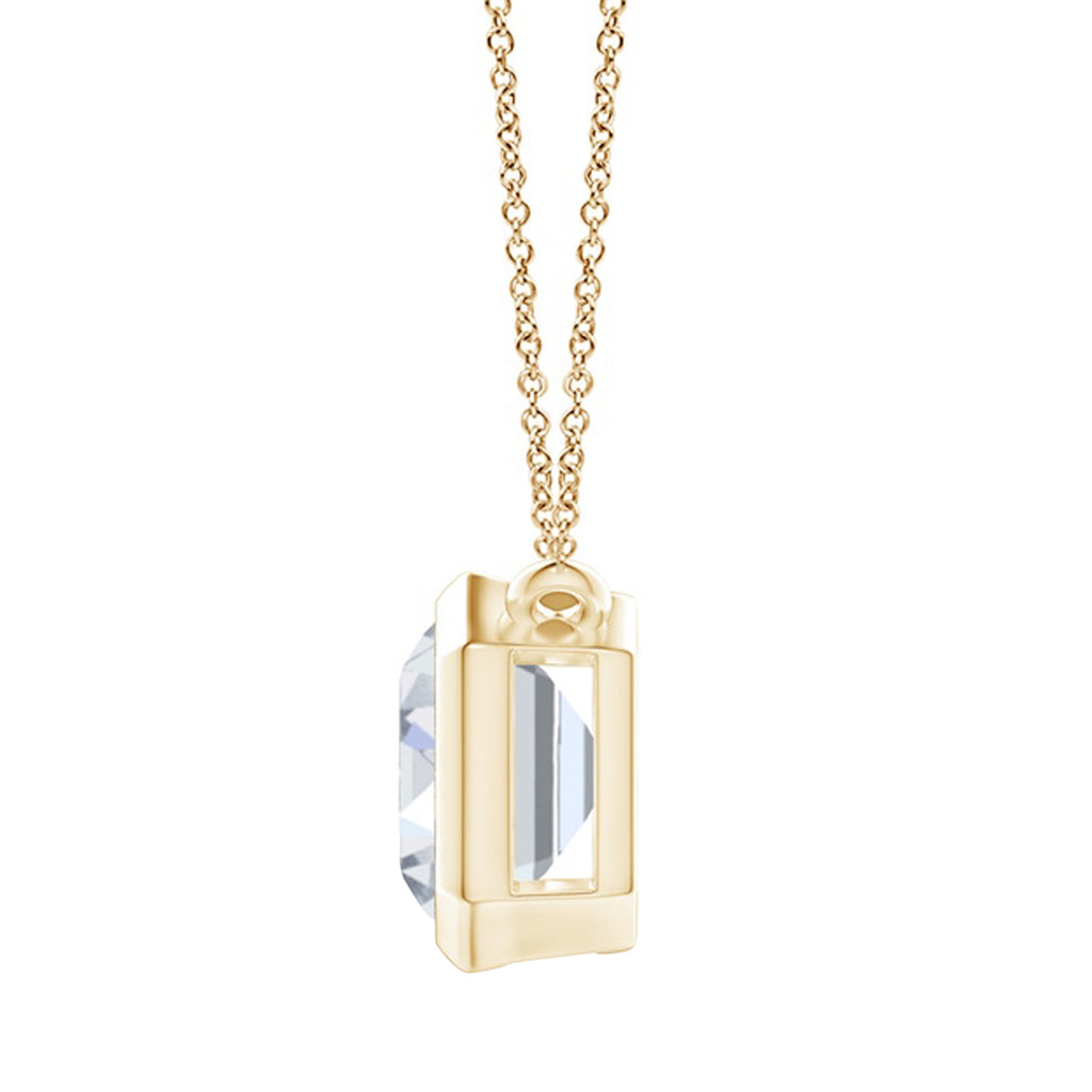 Lab Diamond Bezel Pendant Necklace 14K Yellow Gold (2.10ct)