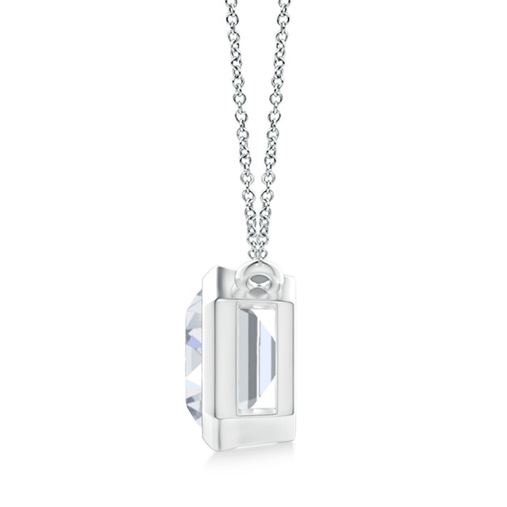 Lab Diamond Bezel Pendant Necklace Sterling Silver (2.10ct)