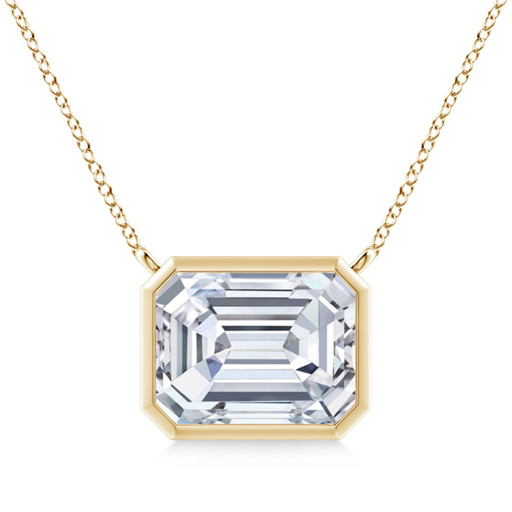Lab Diamond Bezel Pendant Necklace 14K Yellow Gold (4.30ct)