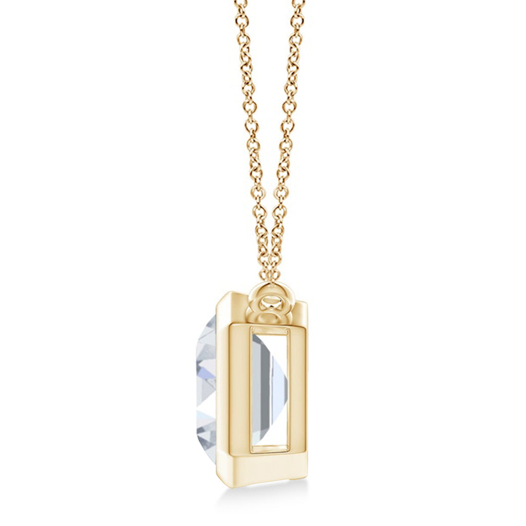 Lab Diamond Bezel Pendant Necklace 14K Yellow Gold (4.30ct)