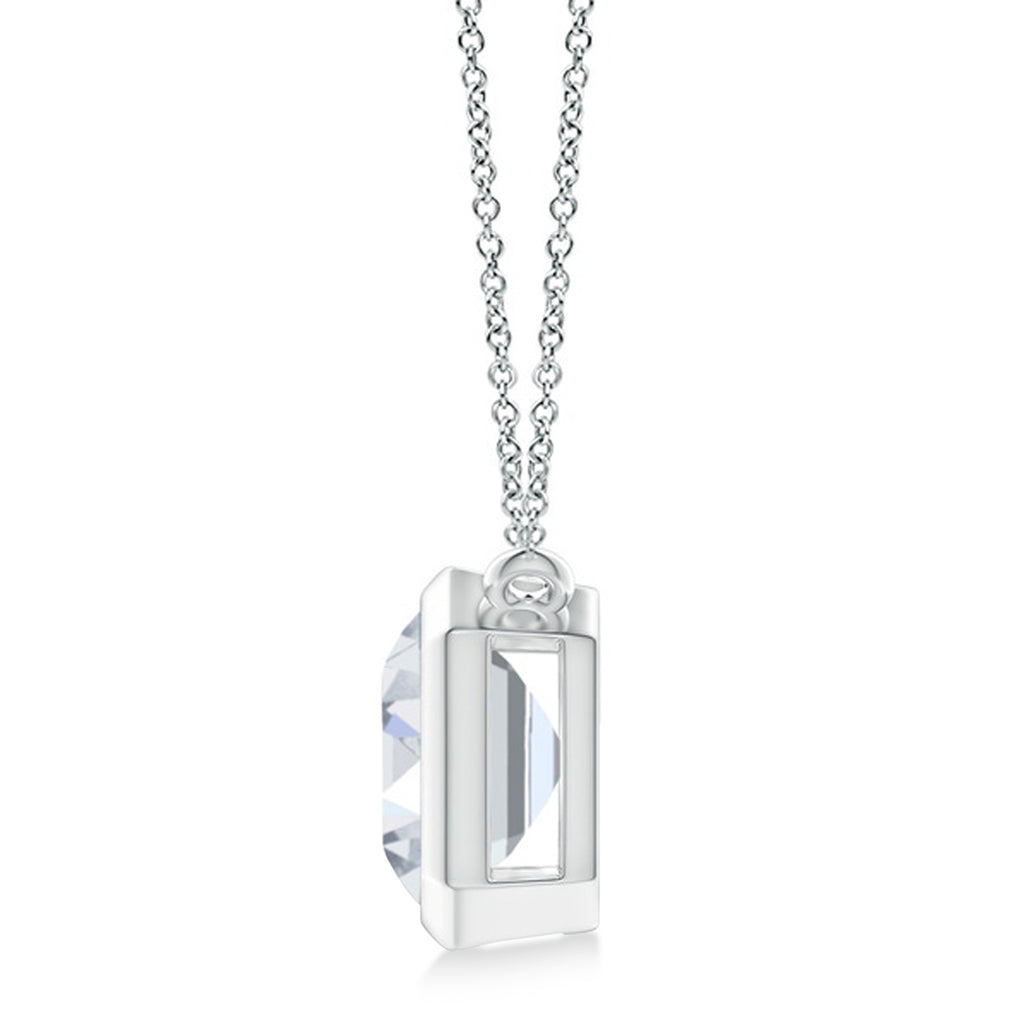 Lab Diamond Bezel Pendant Necklace Platinum (4.30ct)