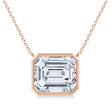 Lab Diamond Bezel Pendant Necklace 14K Rose Gold (5.60ct)