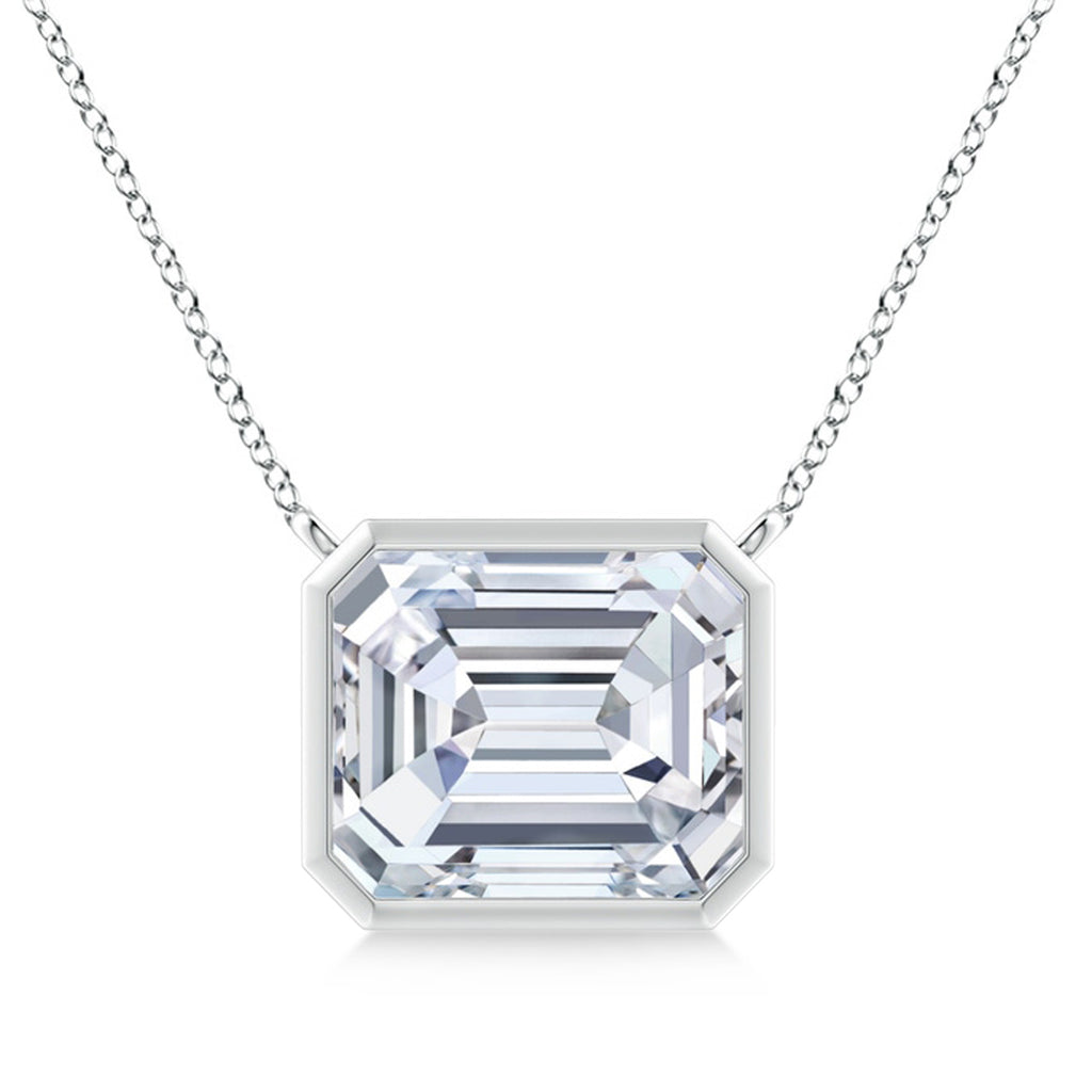 Lab Diamond Bezel Pendant Necklace 14K White Gold (5.60ct)