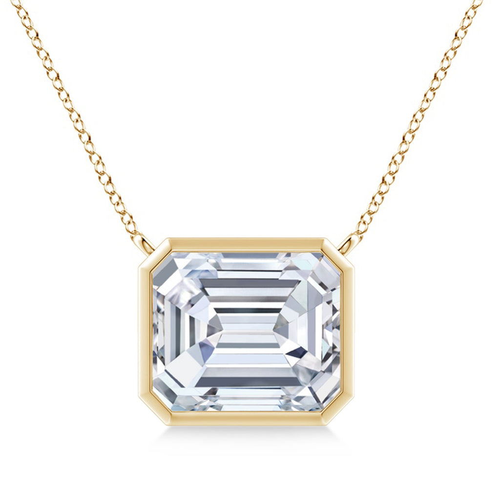 Lab Diamond Bezel Pendant Necklace 14K Yellow Gold (5.60ct)