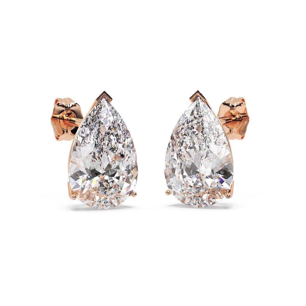 1.00ct Pear-Cut Lab Diamond Stud Earrings 18kt Rose Gold (F-G, VS1)