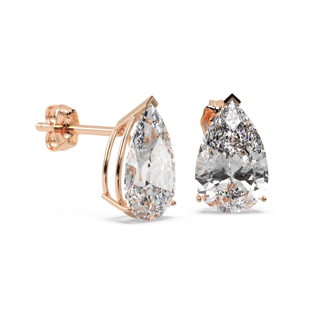 1.00ct Pear-Cut Lab Diamond Stud Earrings 18kt Rose Gold (F-G, VS1)