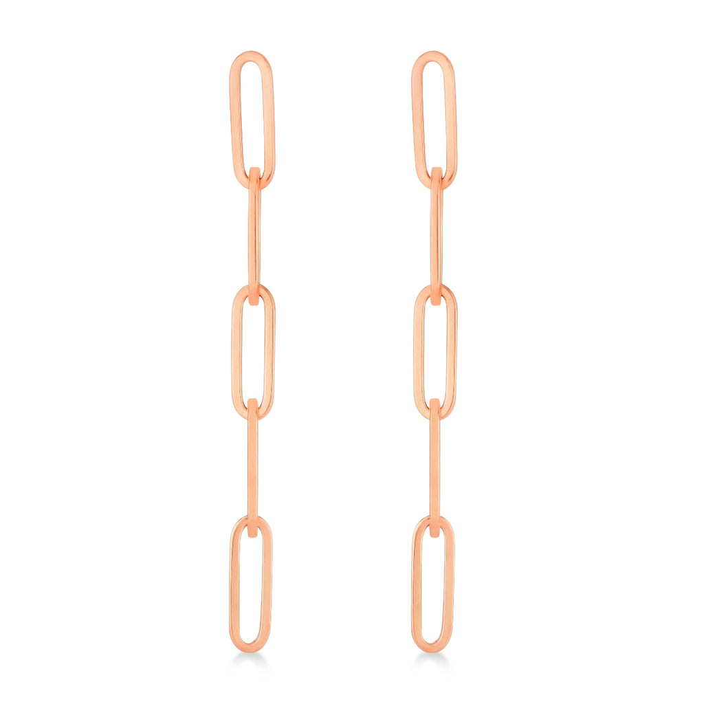 Five Link Chain Paperclip Drop Earrings 14k Rose Gold