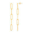 Five Link Chain Paperclip Drop Earrings 14k Yellow Gold