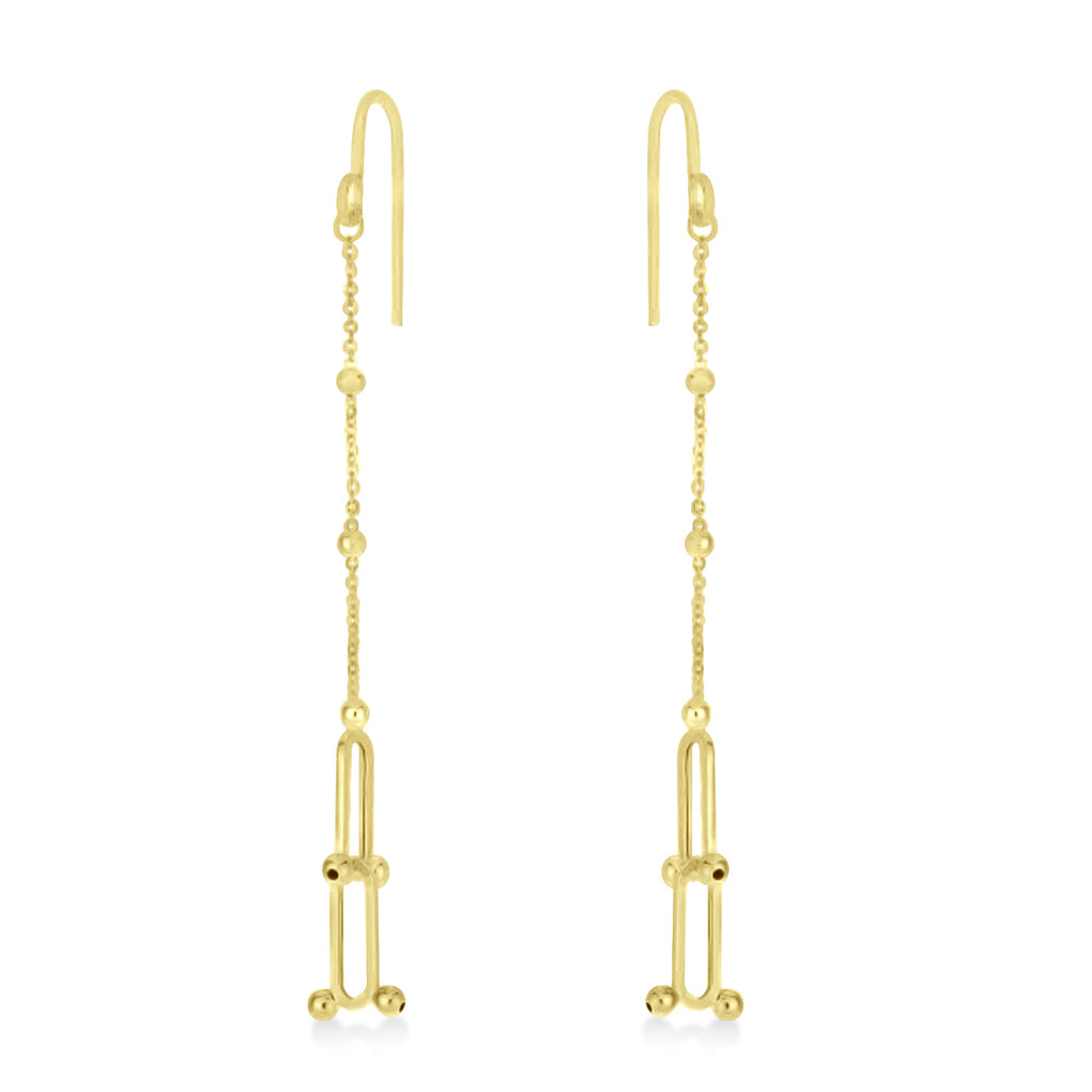 U-Link Paperclip Bead Hardwear Drop Earrings 14k Yellow Gold