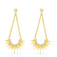 Diamond Sunburst Shaped Dangle Earrings 14k Yellow Gold (0.13ct)