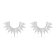 Sunburst Shaped Stud Earrings 14k White Gold