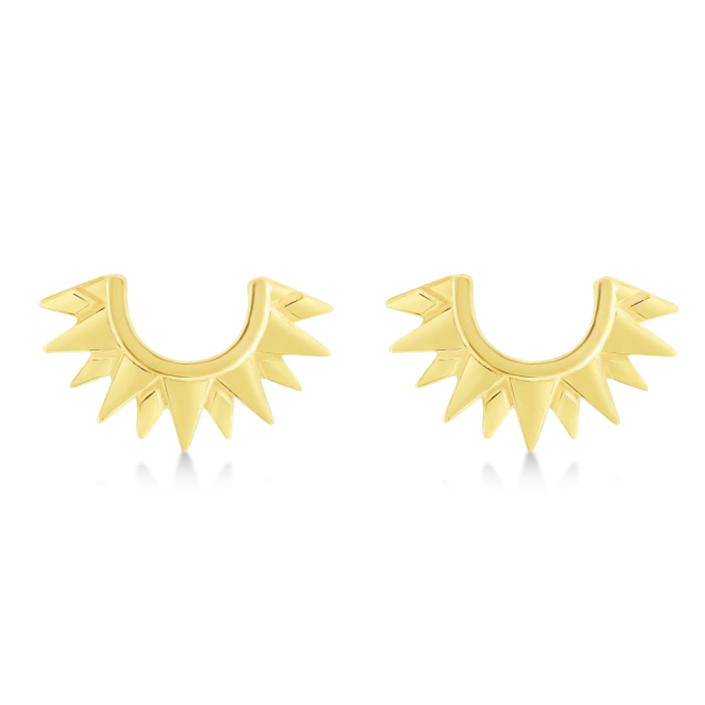 Sunburst Shaped Stud Earrings 14k Yellow Gold