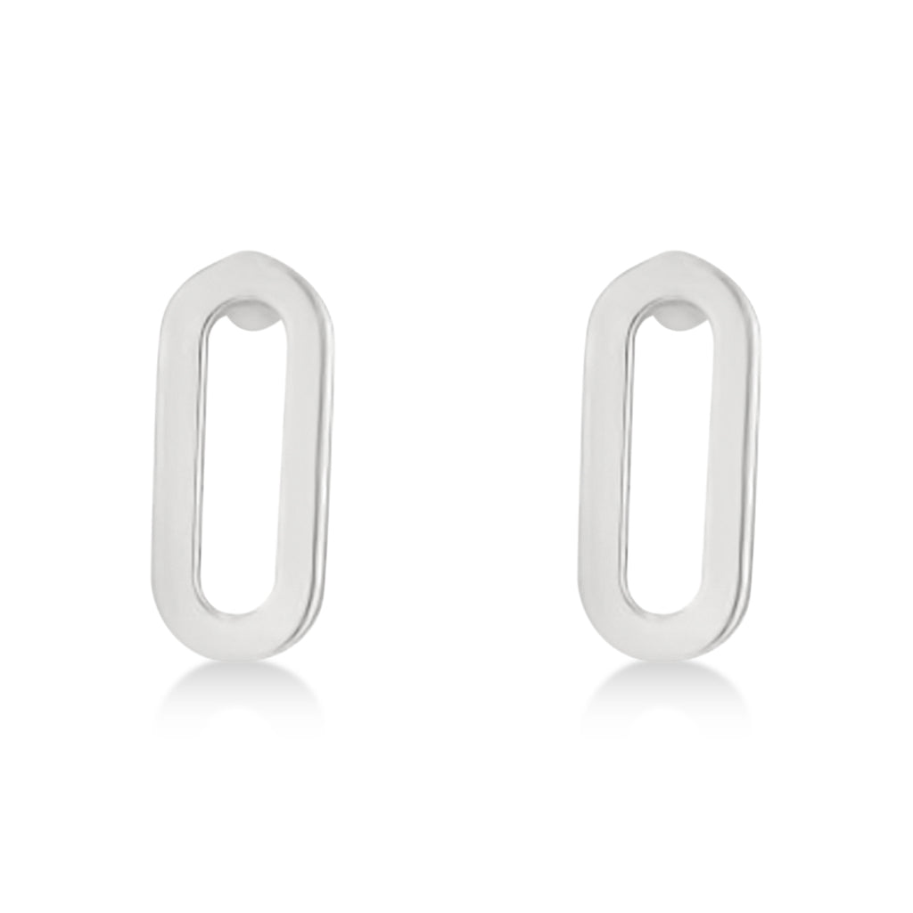 Mini Paperclip Stud Earrings 14k White Gold