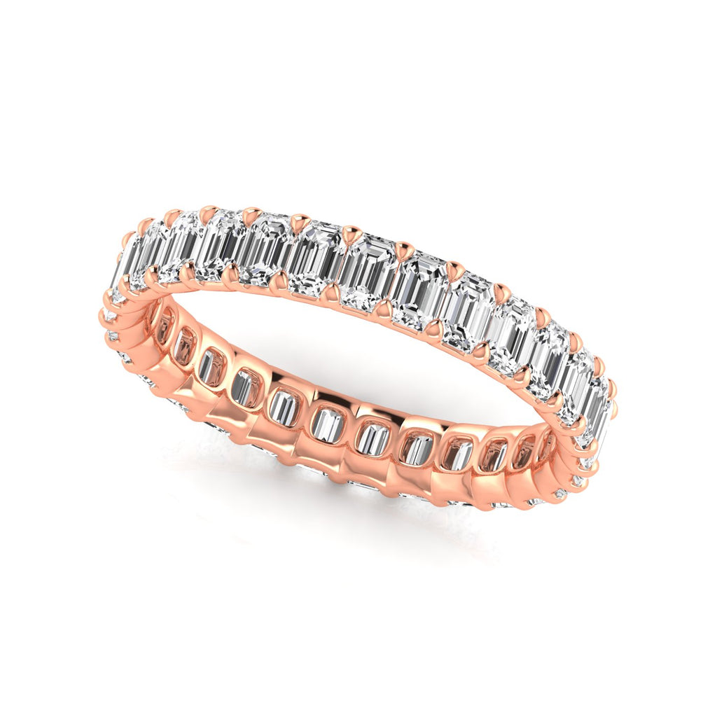 Emerald Cut Diamonds Eternity Ring Wedding Band 14K Rose Gold (2.24ct)