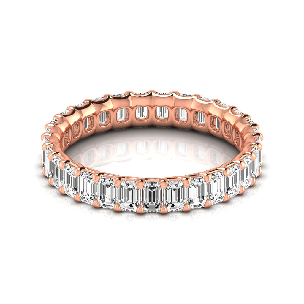 Emerald Cut Diamonds Eternity Ring Wedding Band 14K Rose Gold (2.24ct)