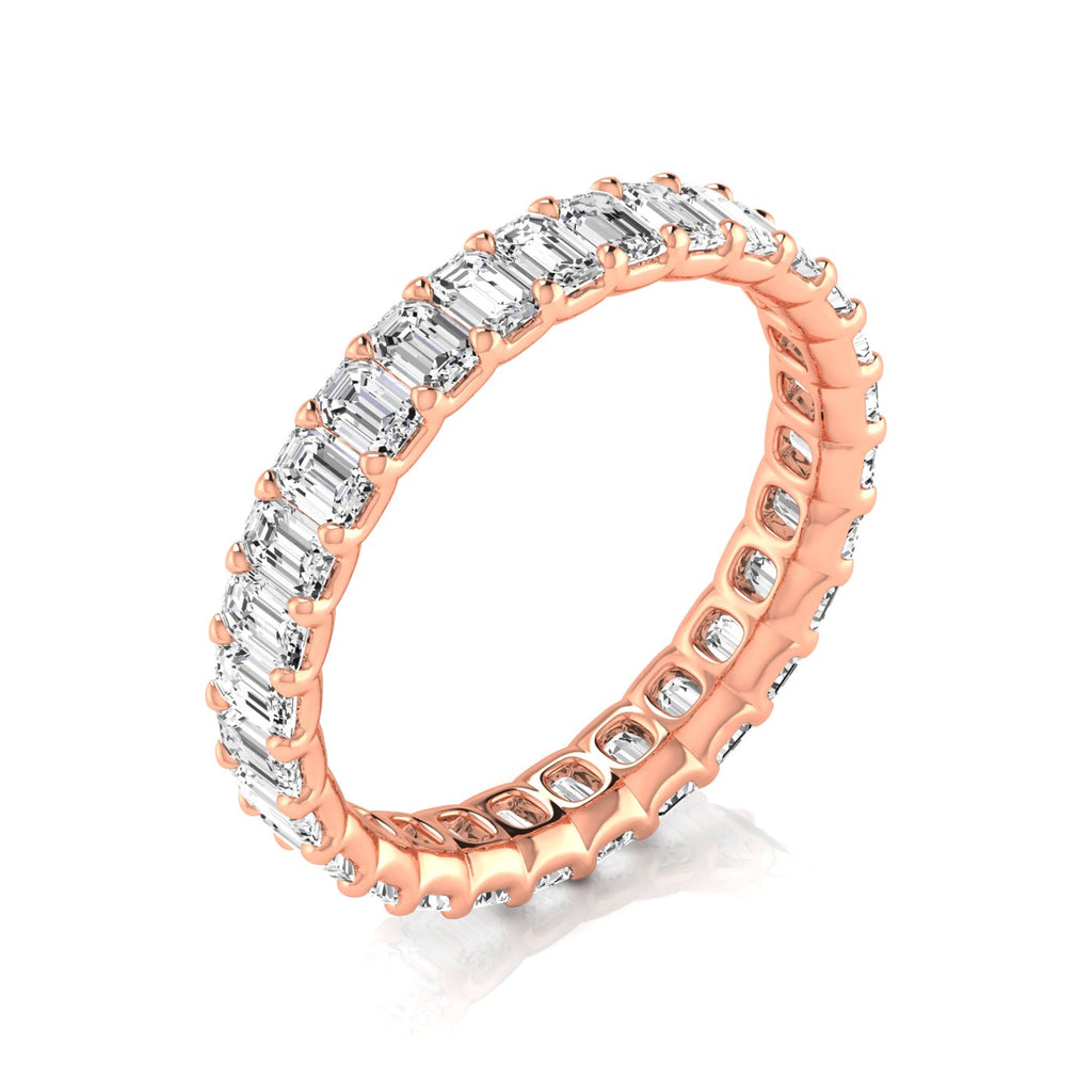 Emerald Cut Diamonds Eternity Ring Wedding Band 14K Rose Gold (2.24ct)