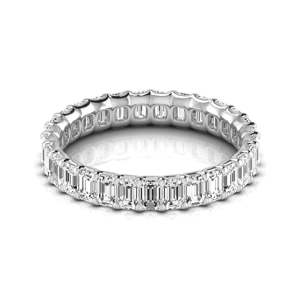 Emerald Cut Lab Grown Diamonds Eternity Ring Wedding Band 14K White Gold (2.24ct)
