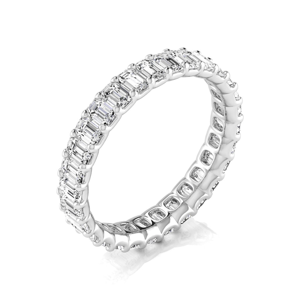Emerald Cut Lab Grown Diamonds Eternity Ring Wedding Band 14K White Gold (2.24ct)