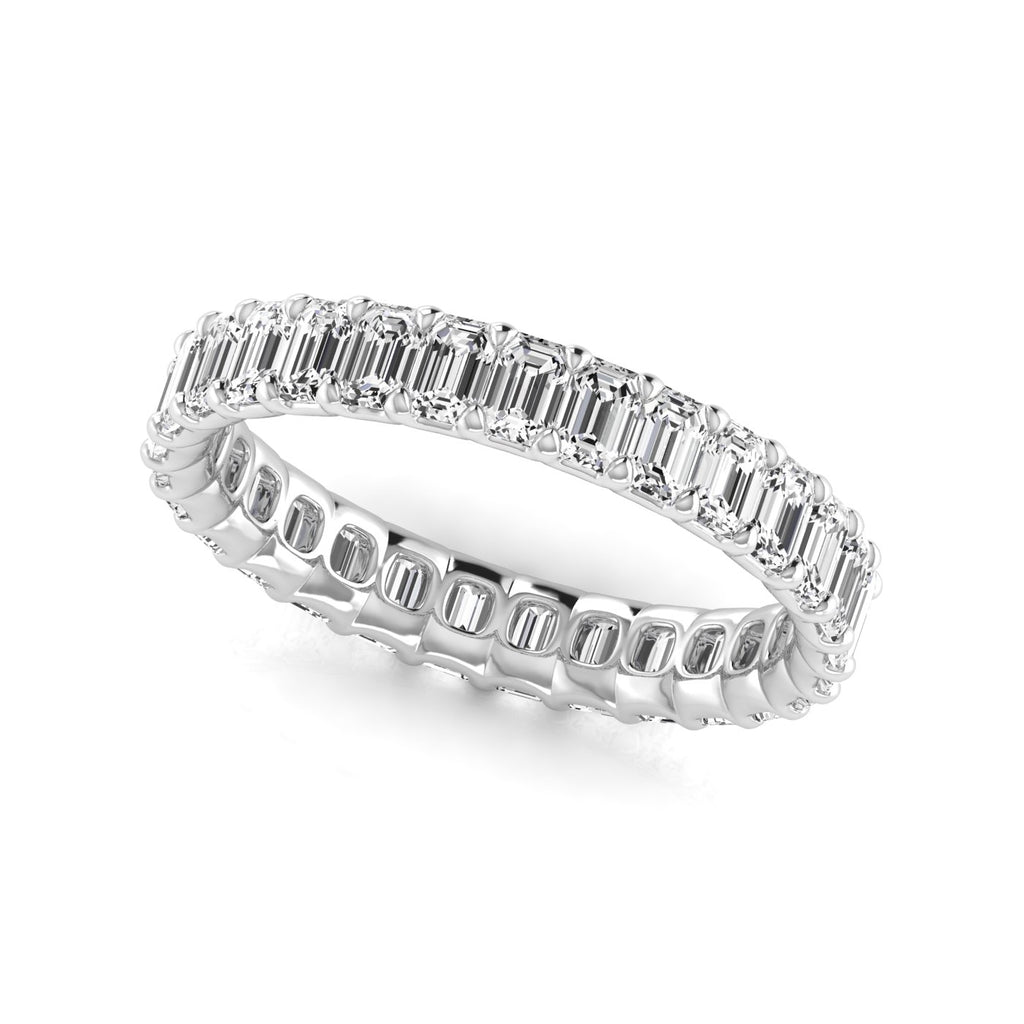 Emerald Cut Lab Diamonds Eternity Ring Wedding Band 18K White Gold (2.24ct)