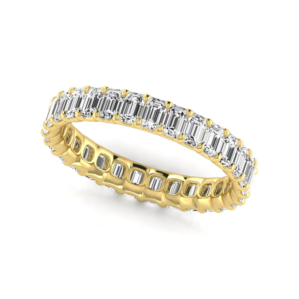 Emerald Cut Lab Diamonds Eternity Ring Wedding Band 18K Yellow Gold (2.24ct)