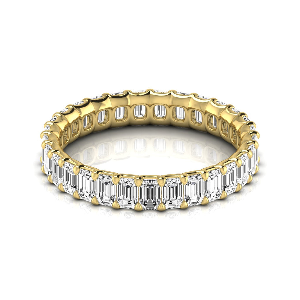 Emerald Cut Lab Diamonds Eternity Ring Wedding Band 18K Yellow Gold (2.24ct)