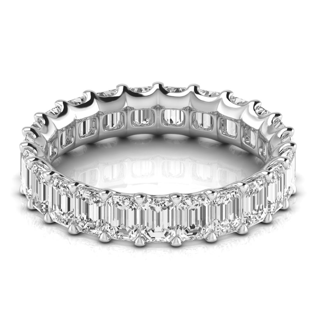 Emerald Cut Lab Diamonds Eternity Ring Wedding Band 18K White Gold (4.37ct)