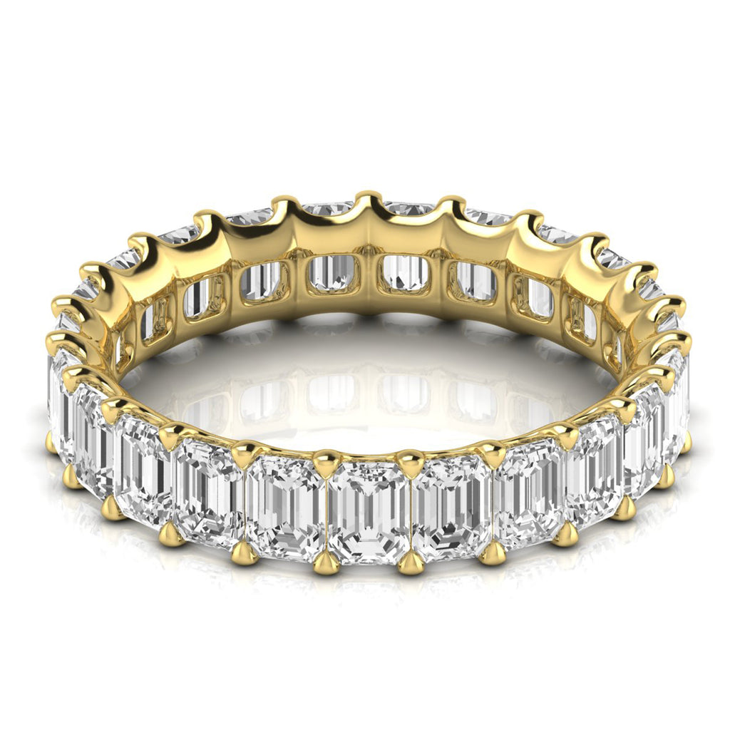 Emerald Cut Diamonds Eternity Ring Wedding Band 18K Yellow Gold (4.37ct)