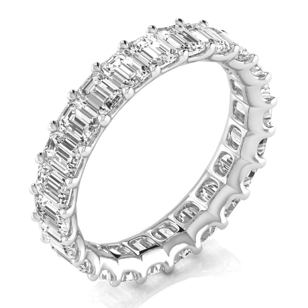 Emerald Cut Lab Diamonds Eternity Ring Wedding Band in Platinum (4.37ct)