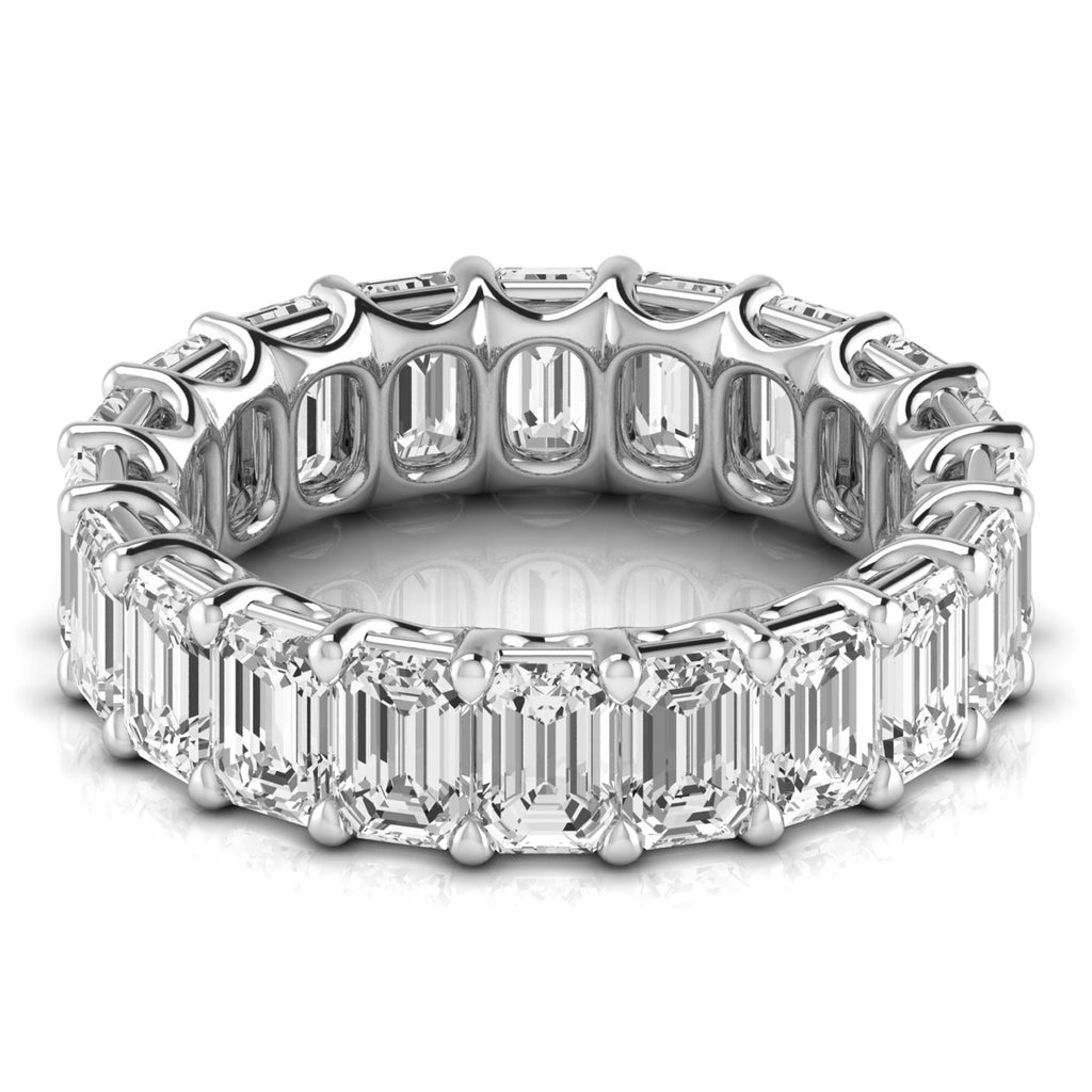 Emerald Cut Lab Diamonds Eternity Ring Wedding Band 14K White Gold (6.10ct)