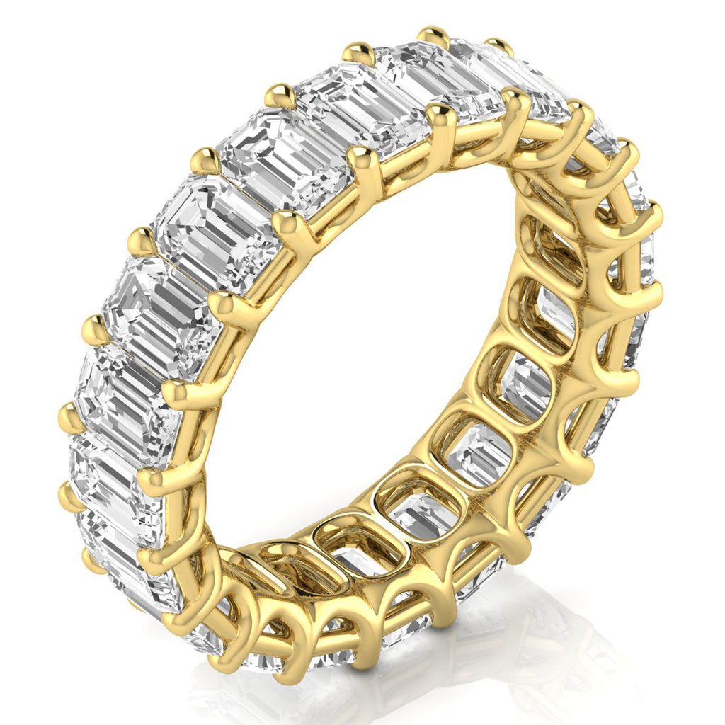Emerald Cut Diamonds Eternity Ring Wedding Band 14K Yellow Gold (6.10ct)