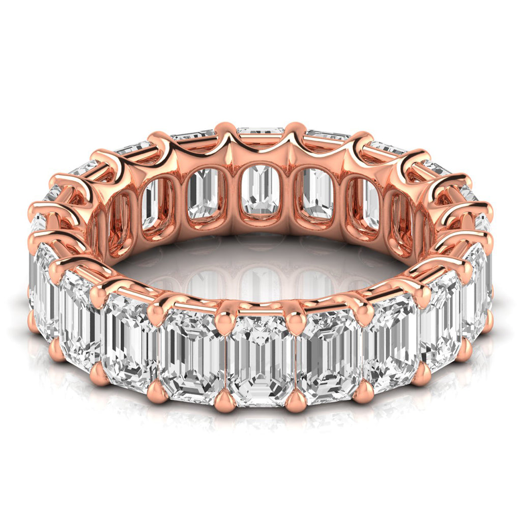 Emerald Cut Lab Diamonds Eternity Ring Wedding Band 18K Rose Gold (6.10ct)