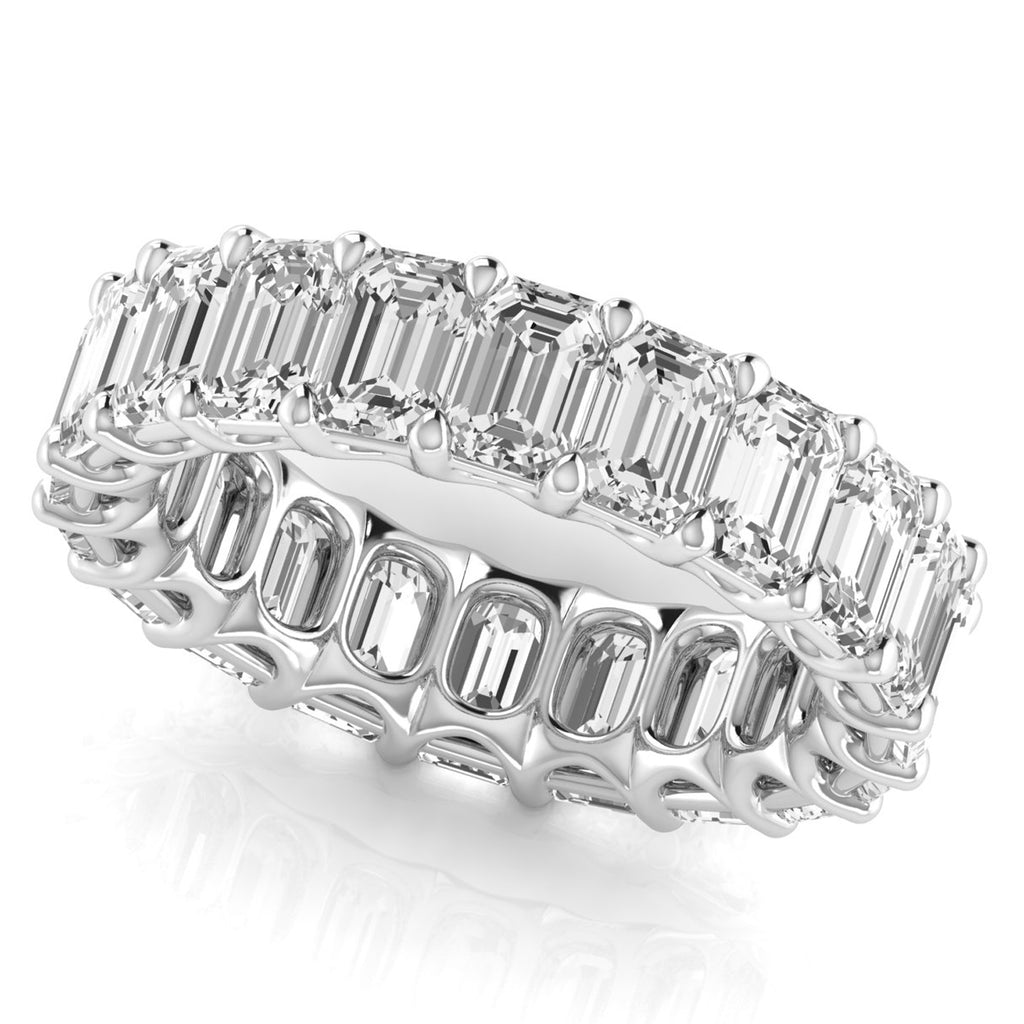 Emerald Cut Lab Diamonds Eternity Ring Wedding Band 18K White Gold (6.10ct)