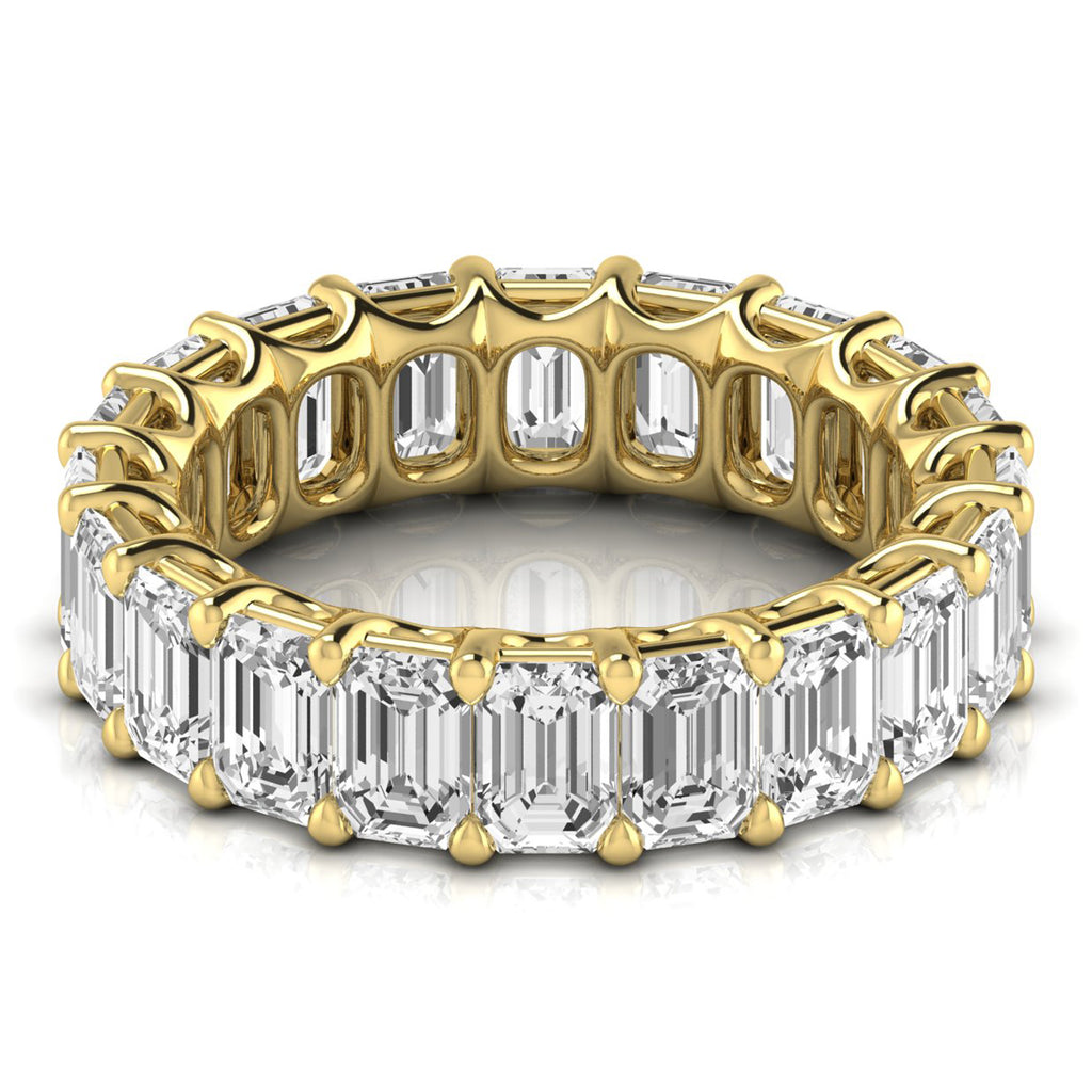 Emerald Cut Diamonds Eternity Ring Wedding Band 18K Yellow Gold (6.10ct)
