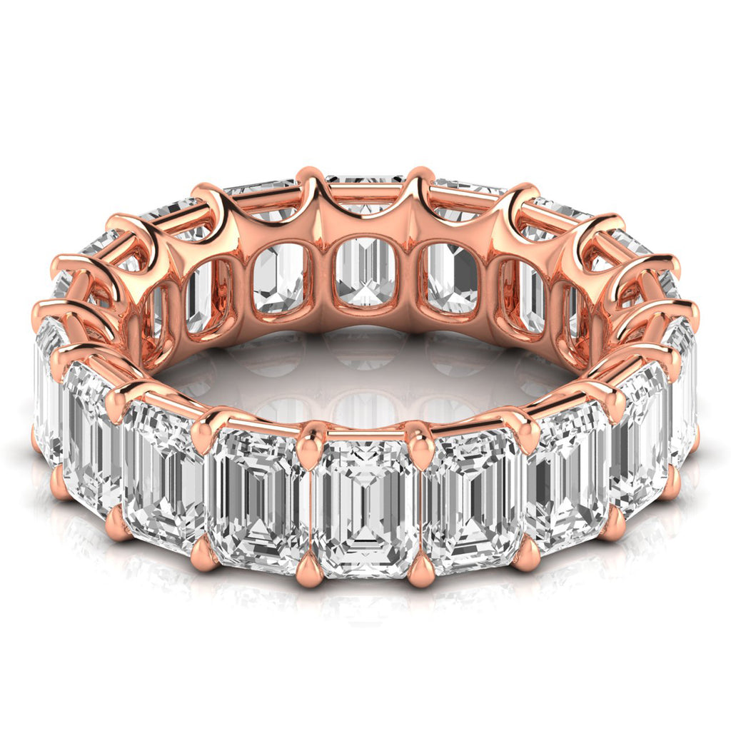 Emerald Cut Lab Diamonds Eternity Ring Wedding Band 14K Rose Gold (8.64ct)