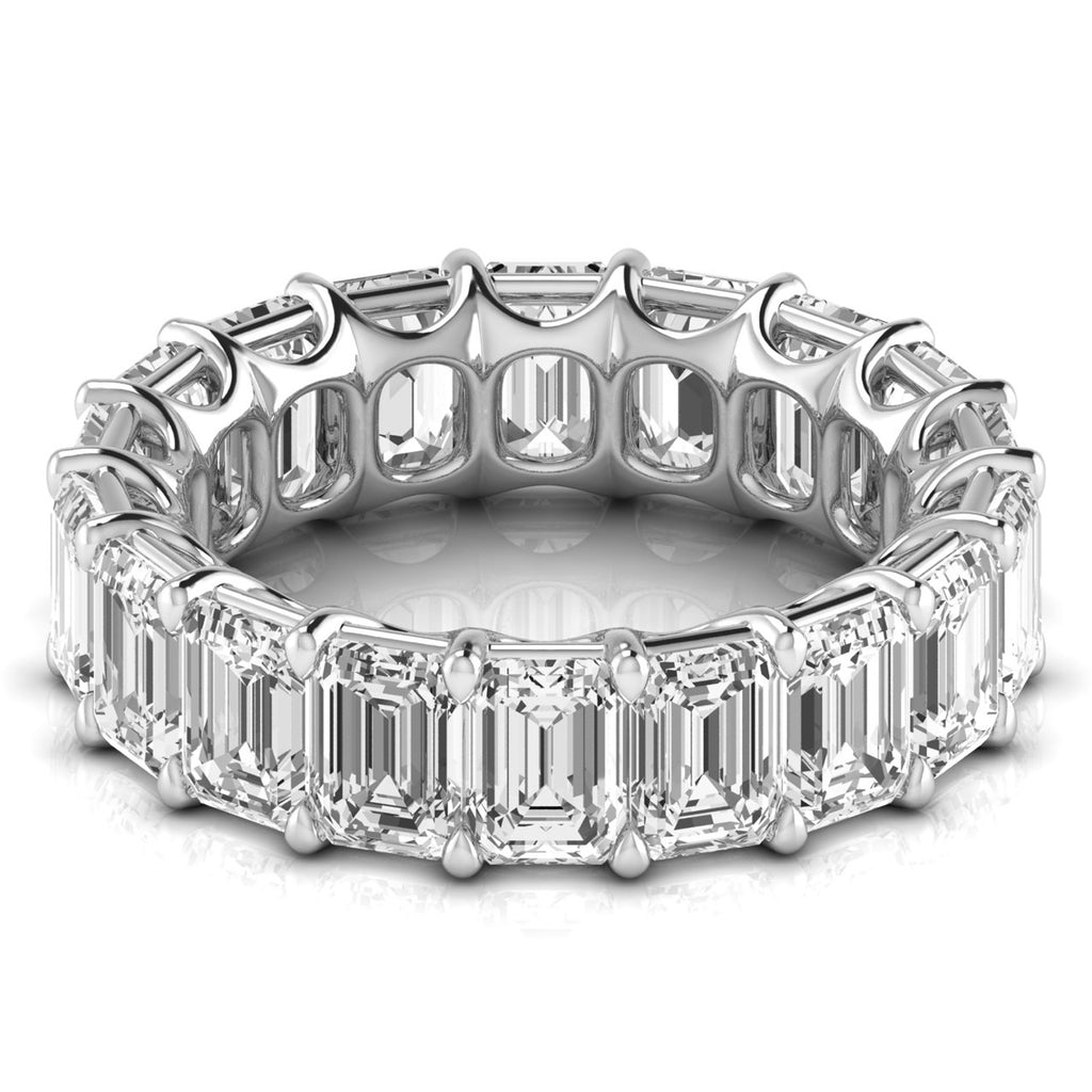 Emerald Cut Lab Diamonds Eternity Ring Wedding Band 14K White Gold (8.64ct)