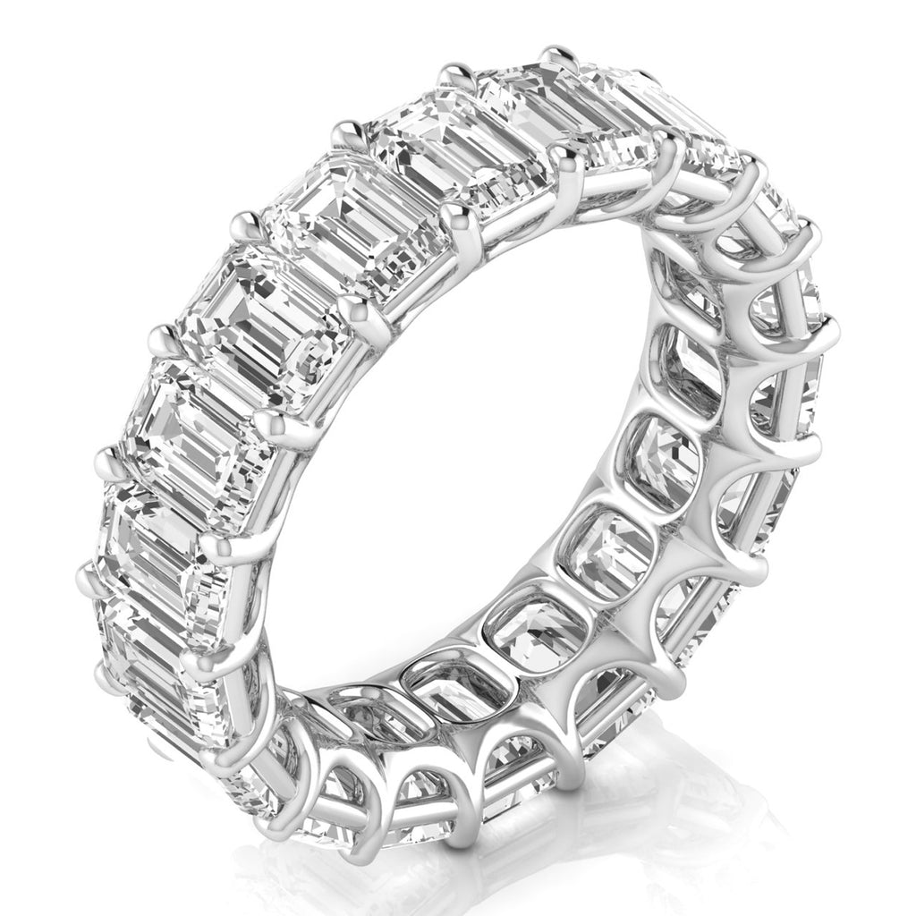Emerald Cut Diamonds Eternity Ring Wedding Band 14K White Gold (8.64ct)