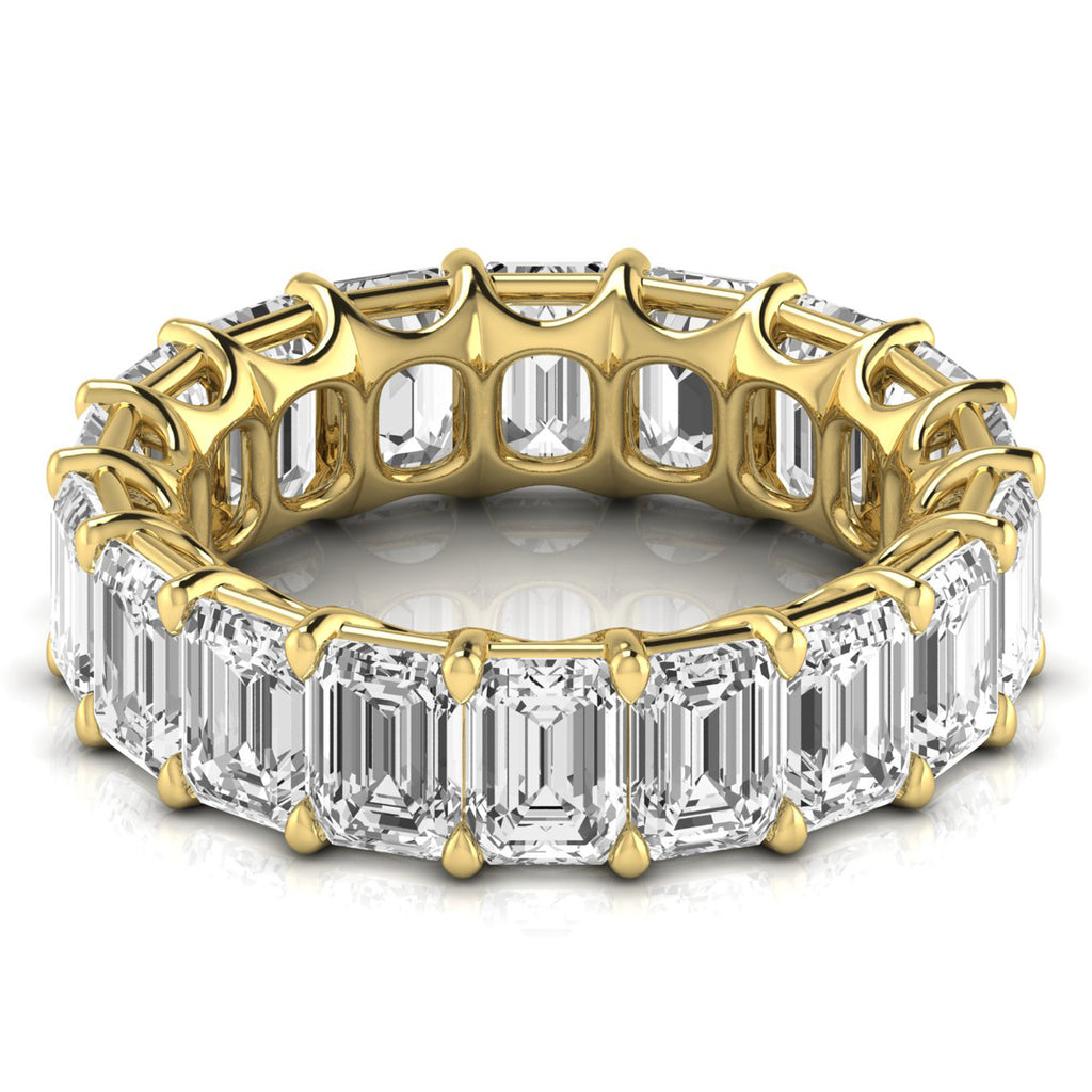 Emerald Cut Lab Diamonds Eternity Ring Wedding Band 14K Yellow Gold (8.64ct)